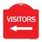 Signmission Designer Series Sign Visitors W/ Left Arrow, Red & White Aluminum Sign, 18" x 18", RW-1818-24617 A-DES-RW-1818-24617 - alternate 1